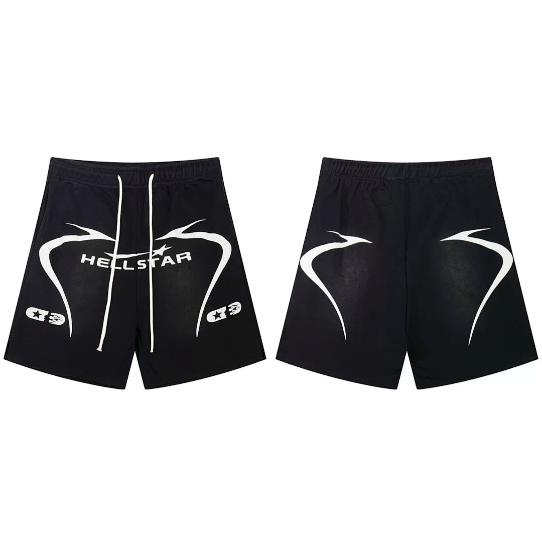 Hellstar Curved Graphic Shorts black