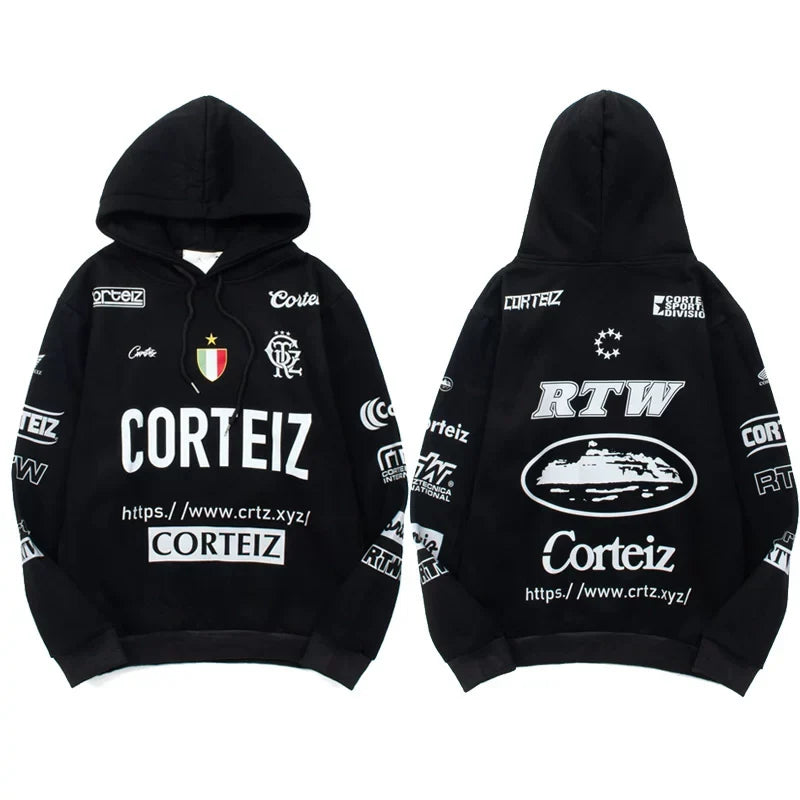 Corteiz All-Over Multi-Logo Heavyweight Hoodie - Black