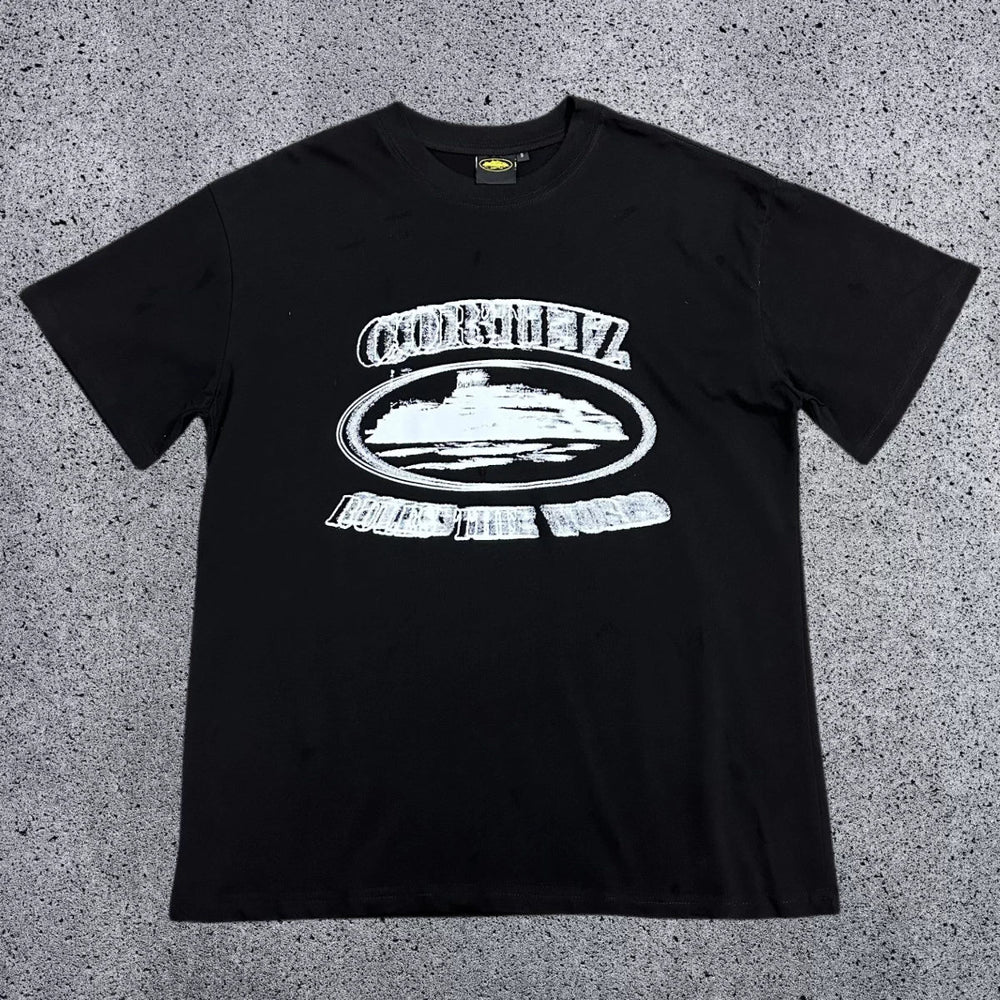Corteiz Cruise Ship Rules The World T-Shirt – Black/White