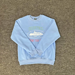 Corteiz "Rules The World" Island Logo Heavyweight Crewneck Sweatshirt - Blue