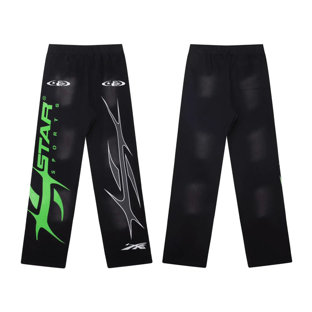 Hellstar Sports Neon Green & Black Graphic Sweatpants
