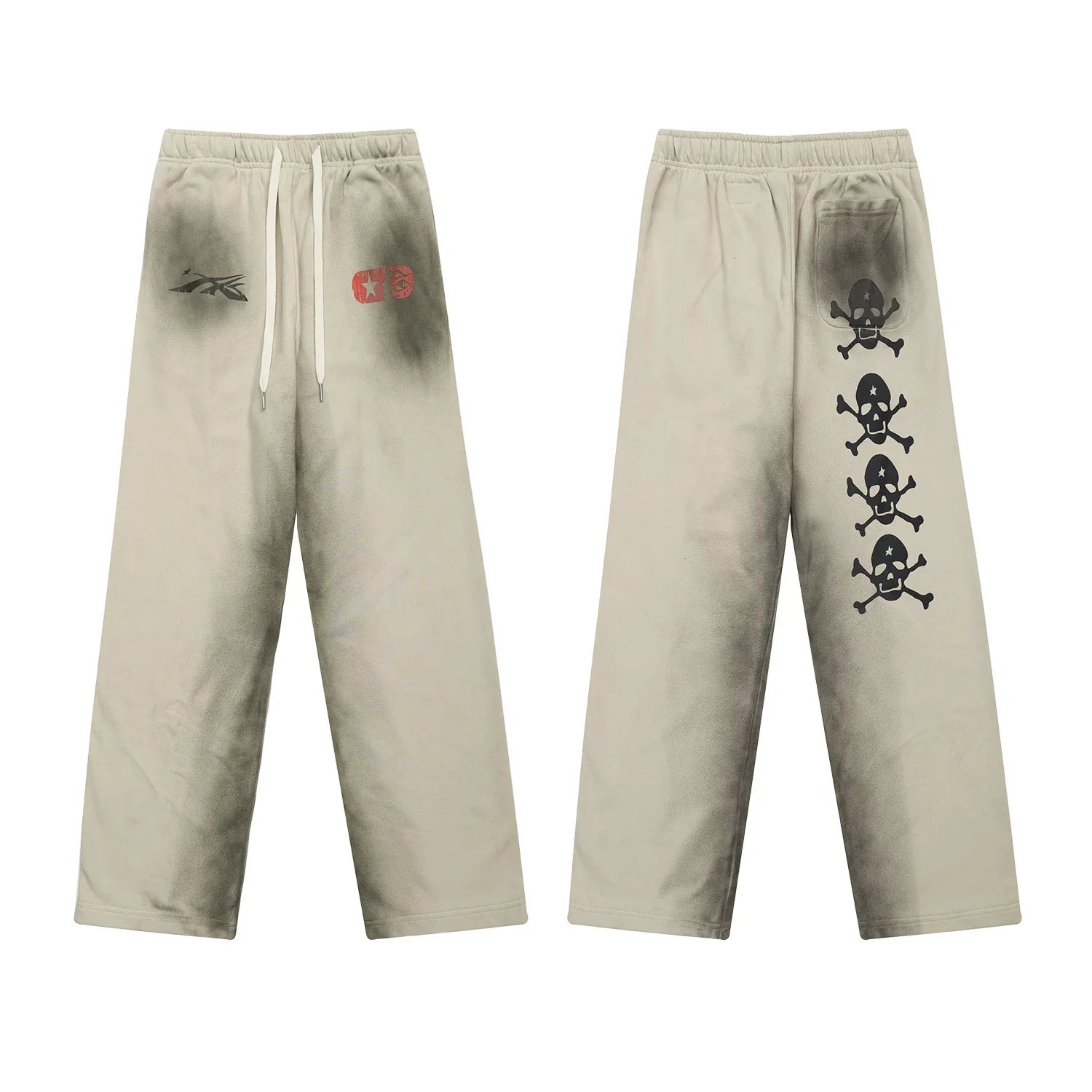 Hellstar Skull Graphic Drawstring Sweatpants cream