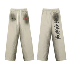 Hellstar Skull Graphic Drawstring Sweatpants cream