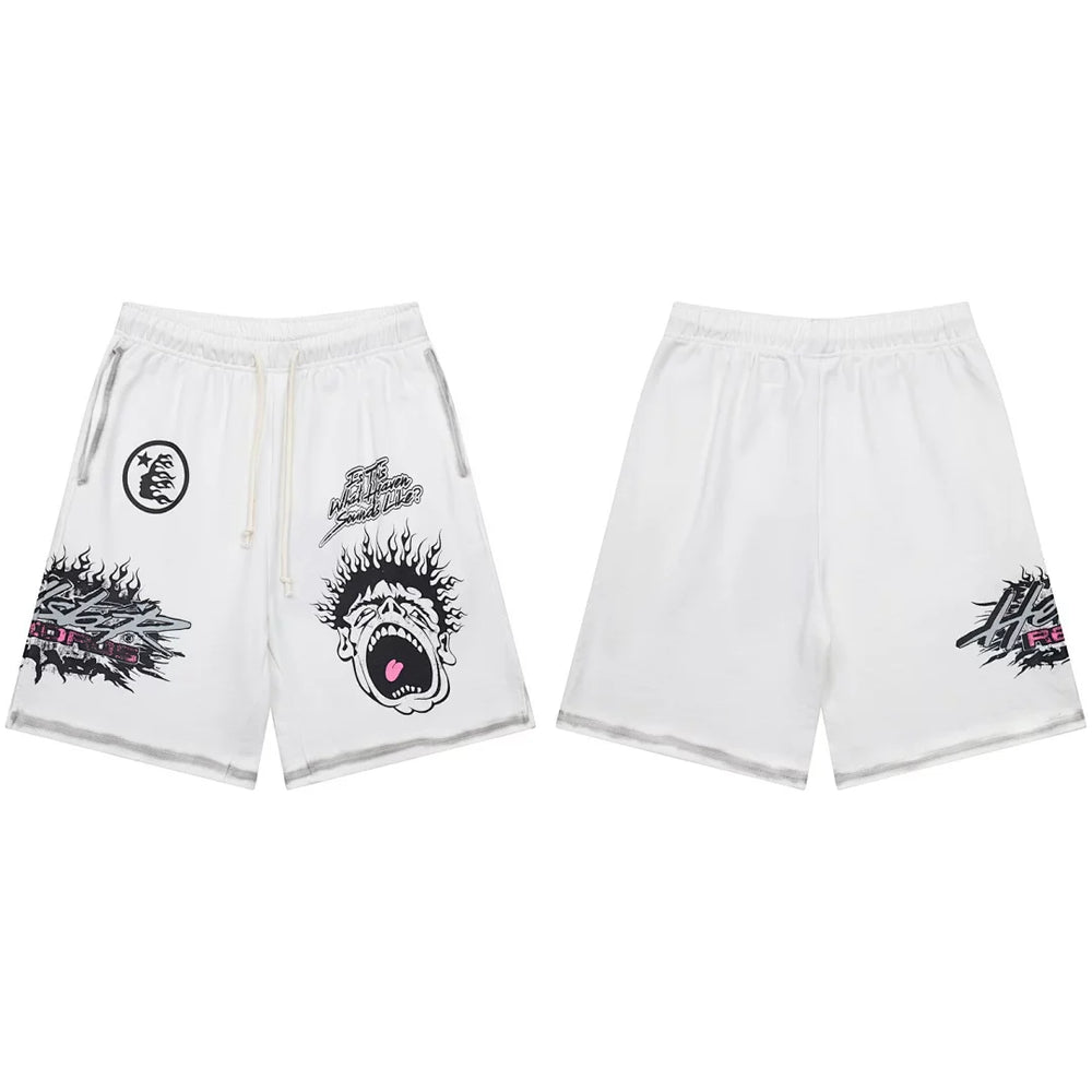 Hellstar Multi-Graphic Heavyweight Shorts white