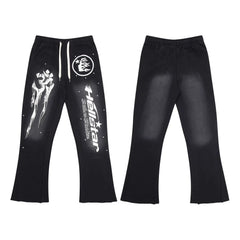 Hellstar Graphic Print Drawstring Sweatpants blue