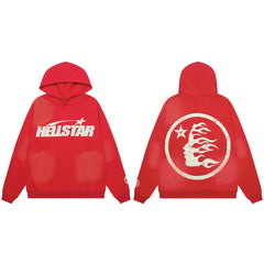Hellstar Classic Logo & Flame Face Hoodie red