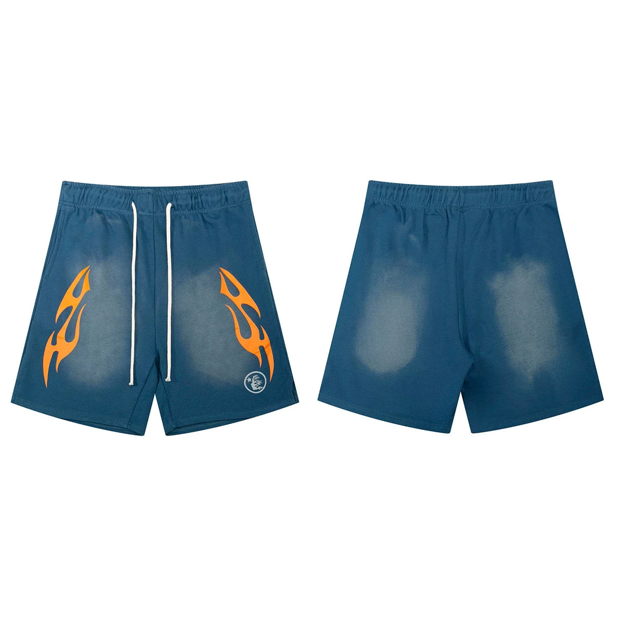 Hellstar Tribal Flame Gradient Shorts Lake blue