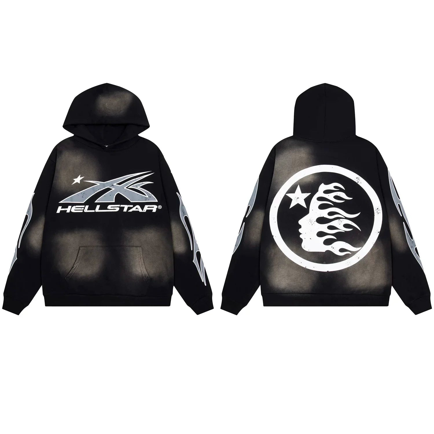 Hellstar Spiked Logo & Circular Face Hoodie black