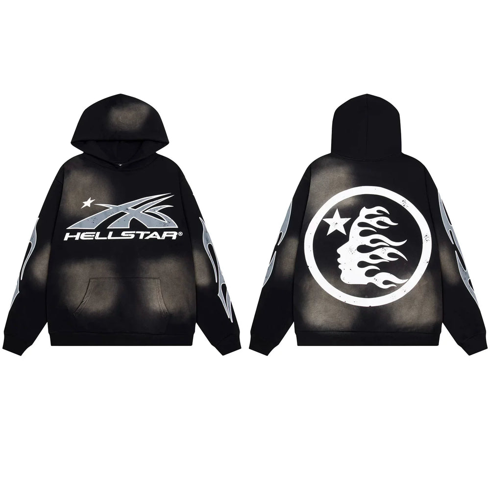 Hellstar Spiked Logo & Circular Face Hoodie black
