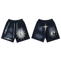 Hellstar Tribal Sun & Yin-Yang Black Shorts