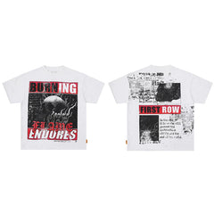 First Row “Burning Flame Endures” Skull Rhinestone Vintage Tee