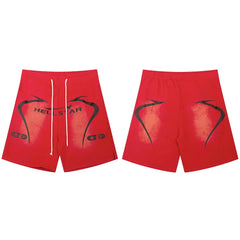 Hellstar Curved Graphic Shorts red