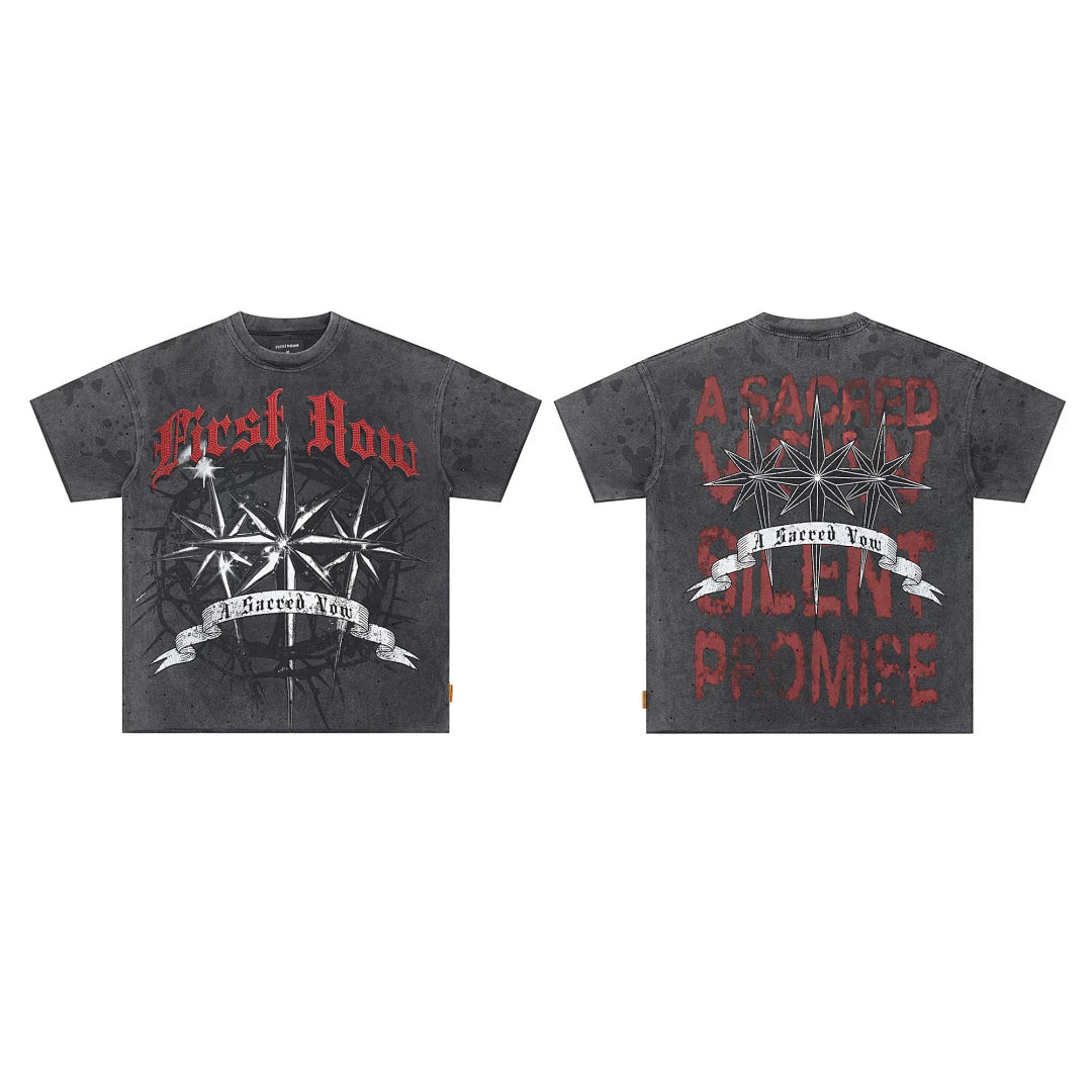 First Row “A Sacred Vow” Compass & Star Graphic Vintage Tee