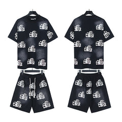 Hellstar All-Over Skull Flame Print Tee & Shorts Set