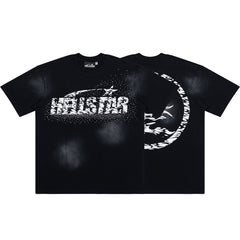 Hellstar Zebra Print Star Washed Black Tee