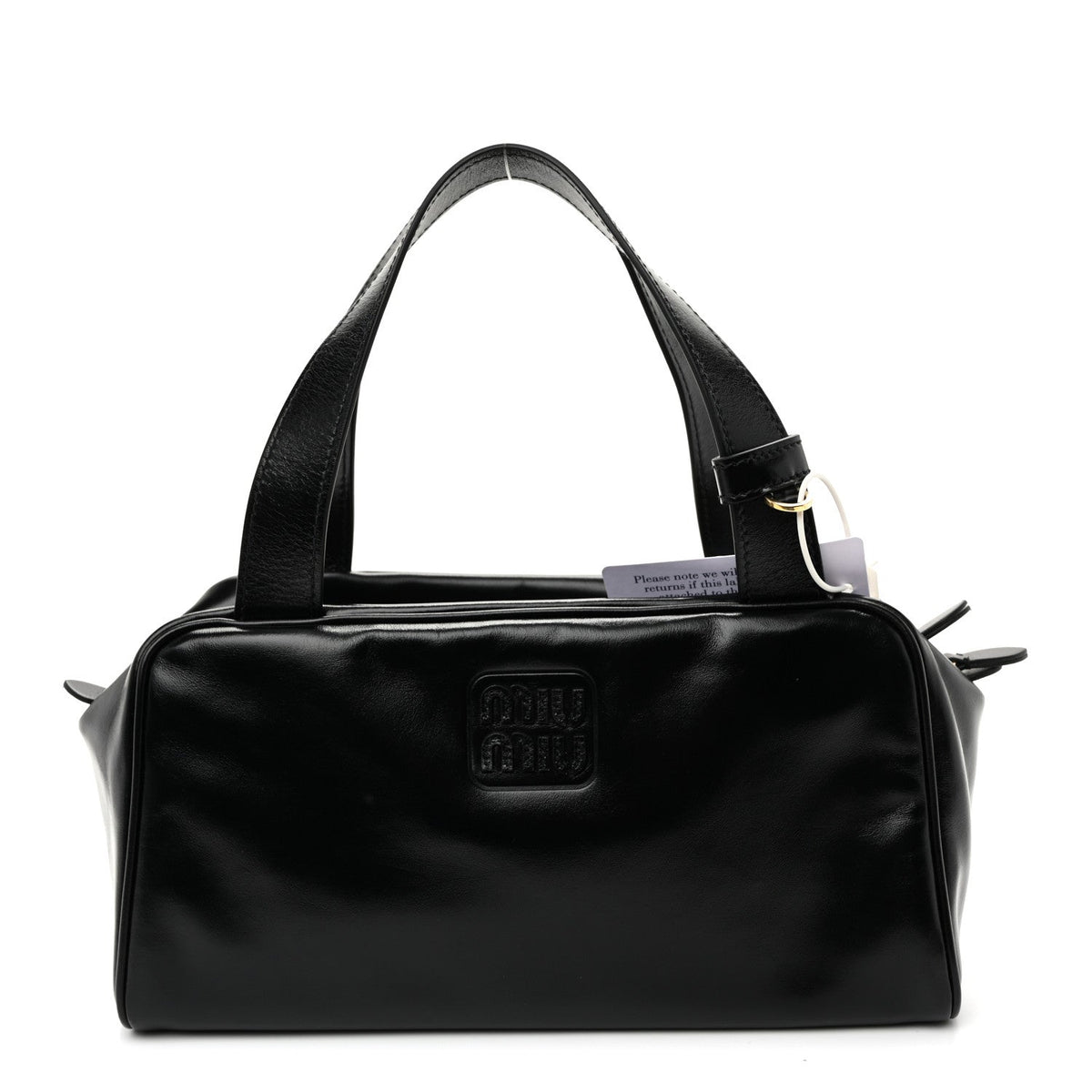 Vitello Lux Bauletto Top Handle Bag Black