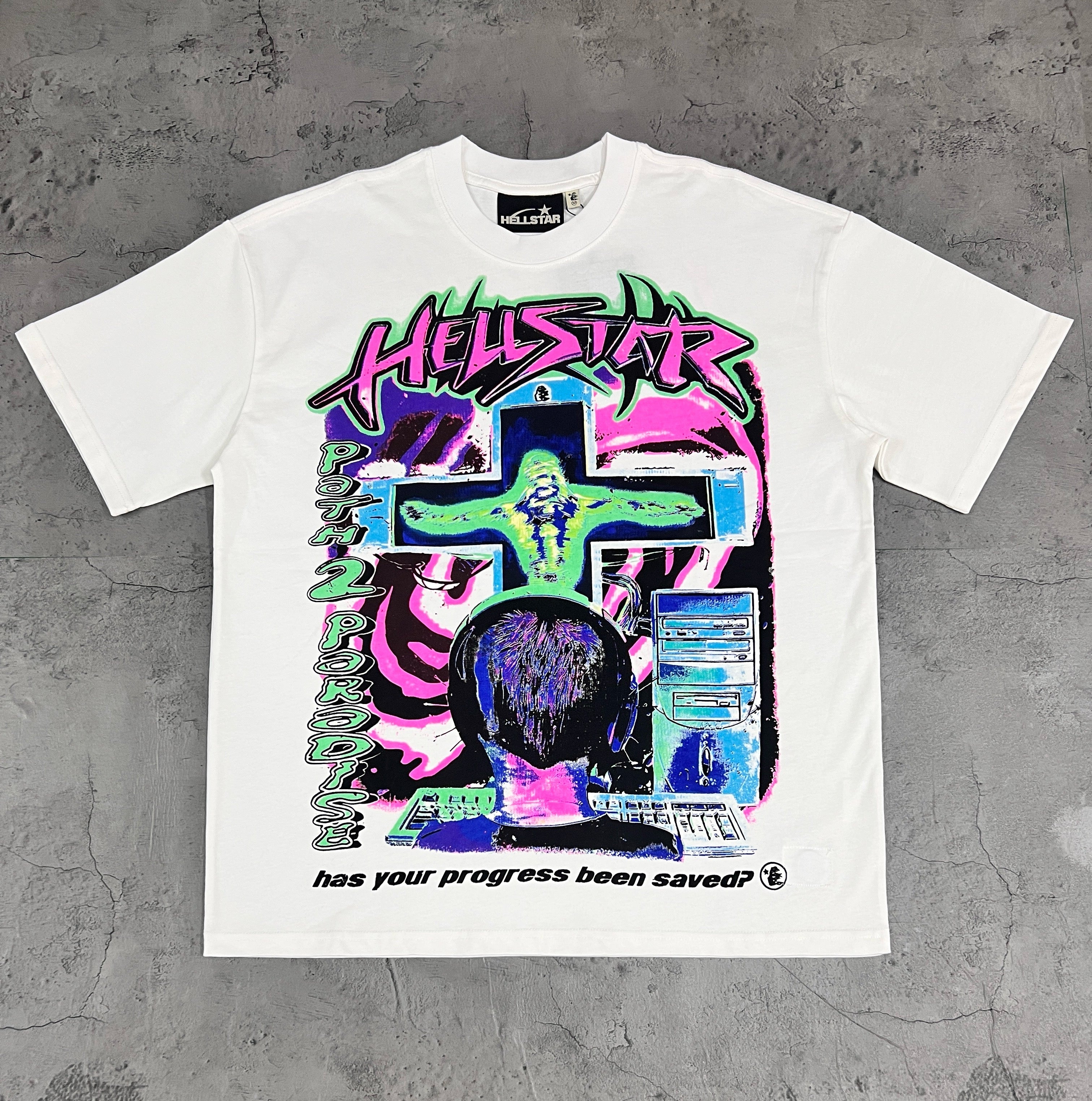 Hellstar Path 2 Paradise Cyber Computer White Tee